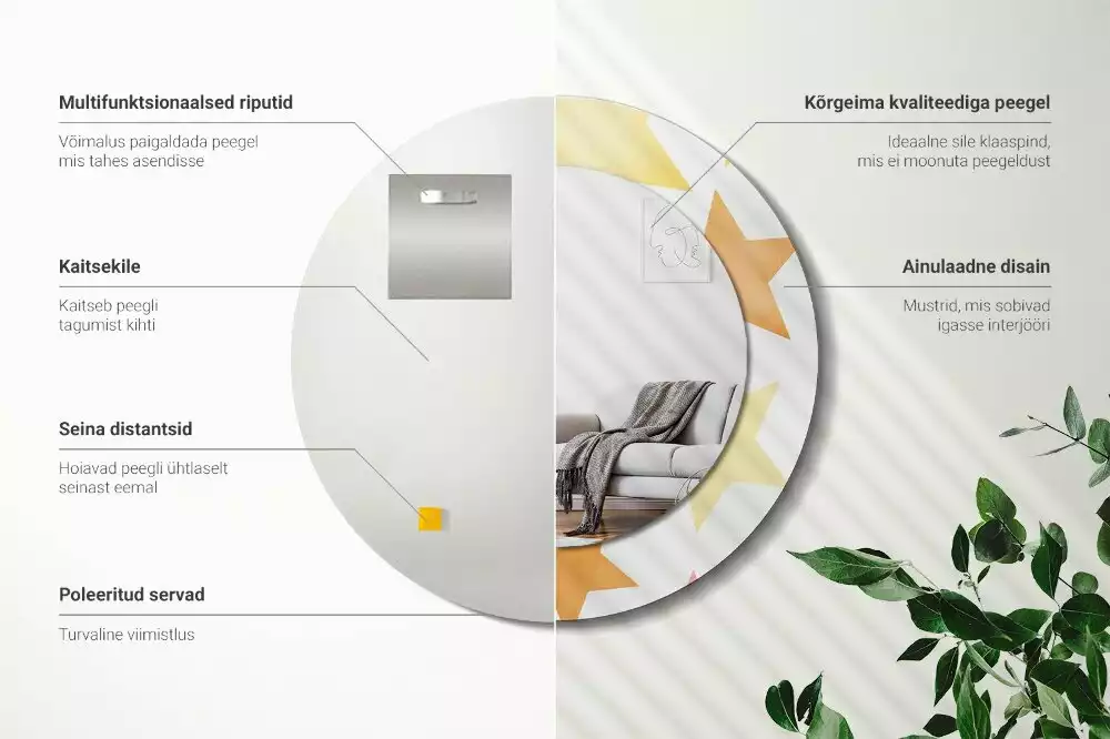 Lustro z drukowaną ramką w pastelowe gwiazdy