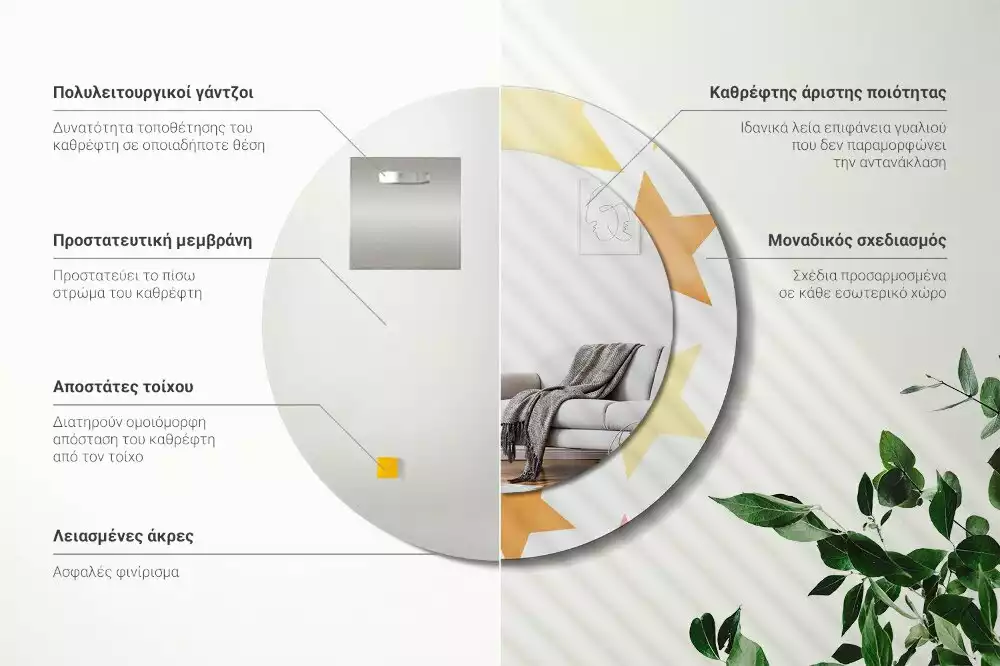 Lustro z drukowaną ramką w pastelowe gwiazdy