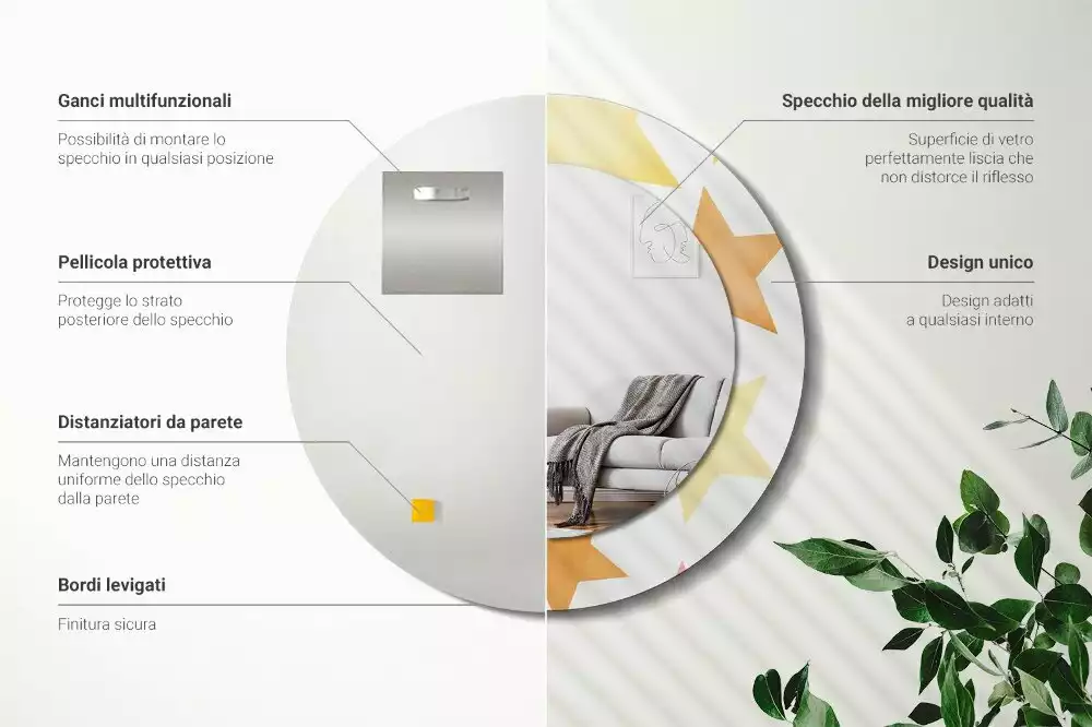 Lustro z drukowaną ramką w pastelowe gwiazdy