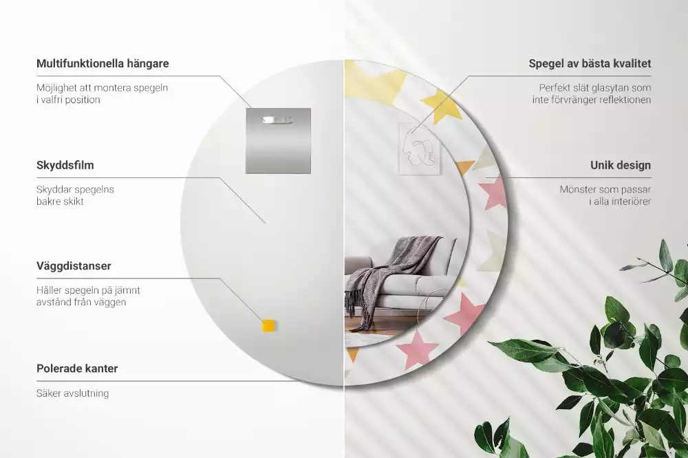 Lustro z drukowaną ramką w pastelowe gwiazdy