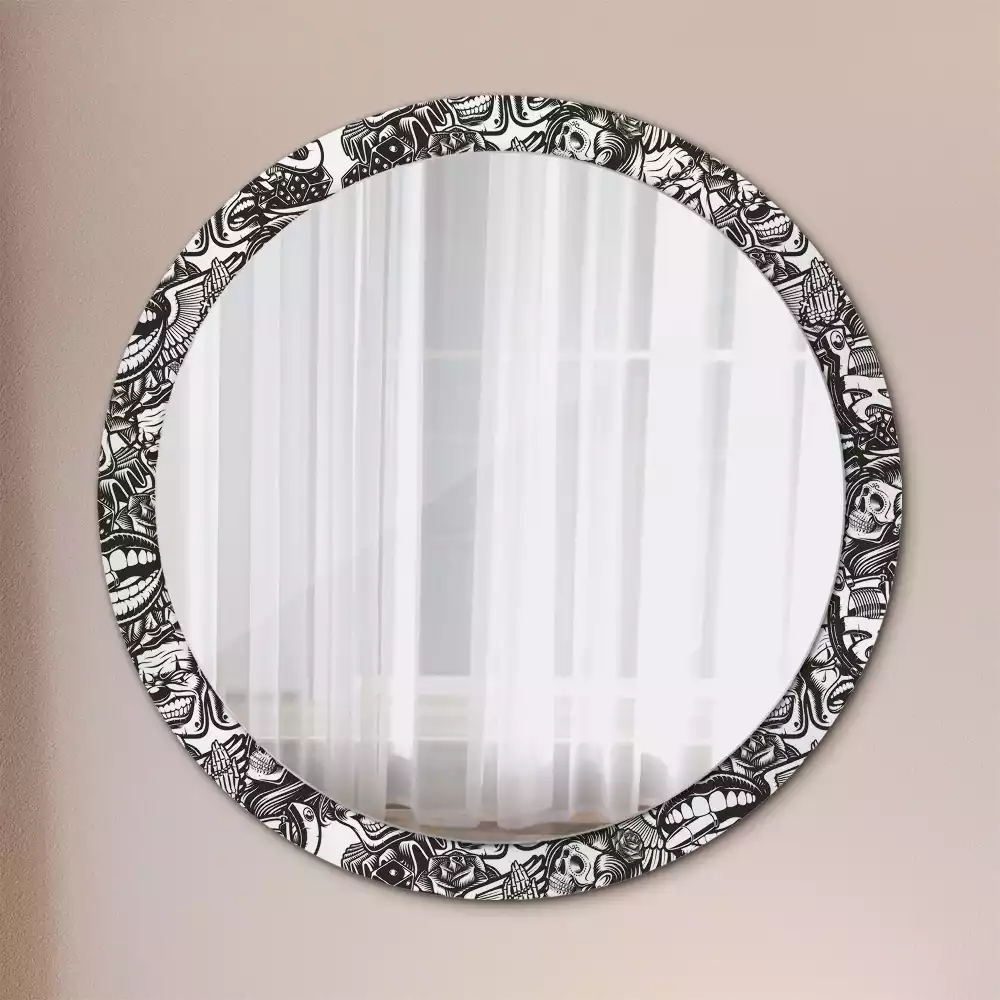 Lustro z drukowaną ramką w motywie klaunów w stylu graffiti