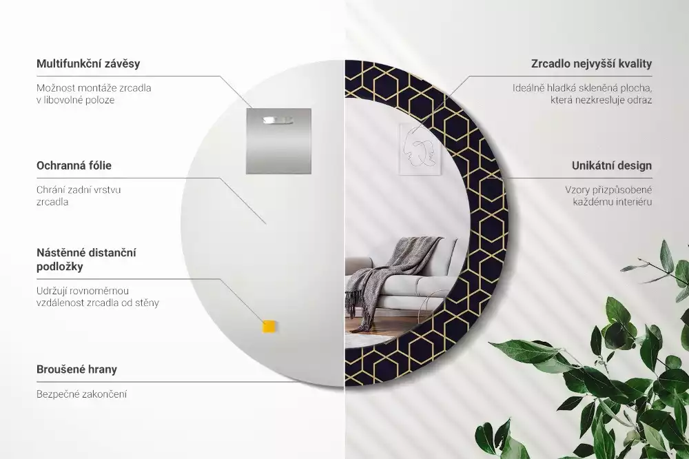 Lustro ścienne dekoracyjne w abstrakcyjny geometryczny wzór