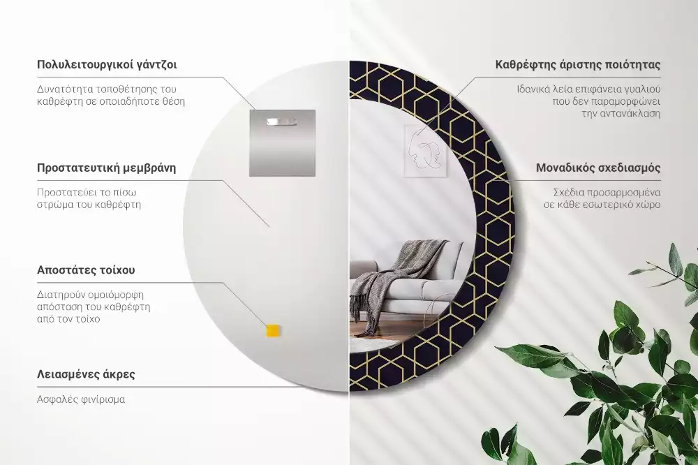 Lustro ścienne dekoracyjne w abstrakcyjny geometryczny wzór