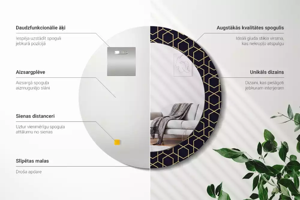 Lustro ścienne dekoracyjne w abstrakcyjny geometryczny wzór