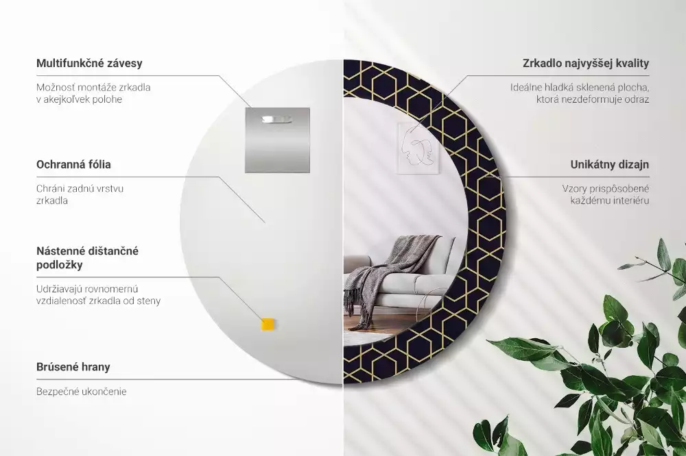 Lustro ścienne dekoracyjne w abstrakcyjny geometryczny wzór