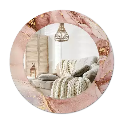 Lustro z drukowaną ramką okrągłe Abstrakcyjny płyn