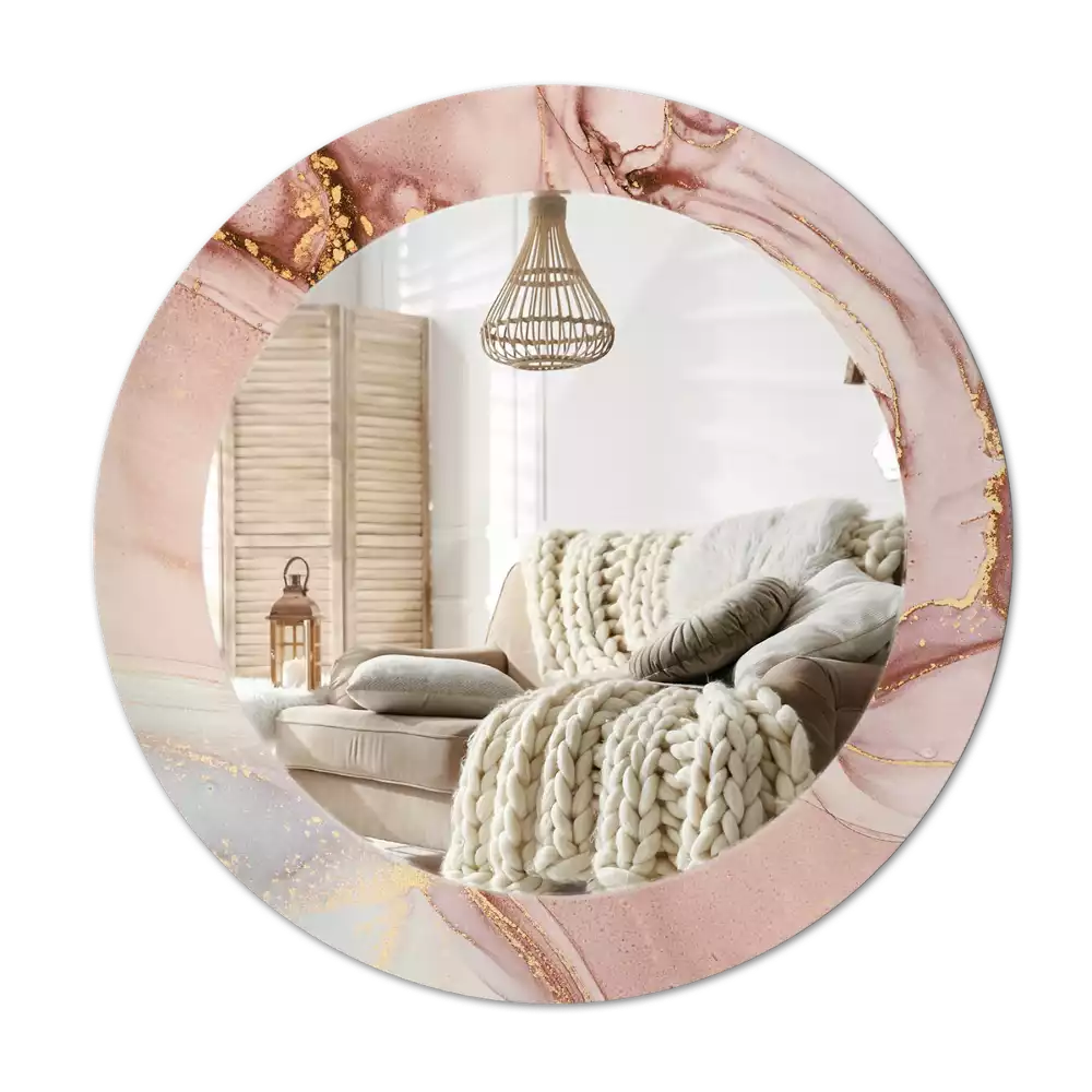 Lustro o okrągłej ramce z drukowanym motywem abstrakcyjnego płynu