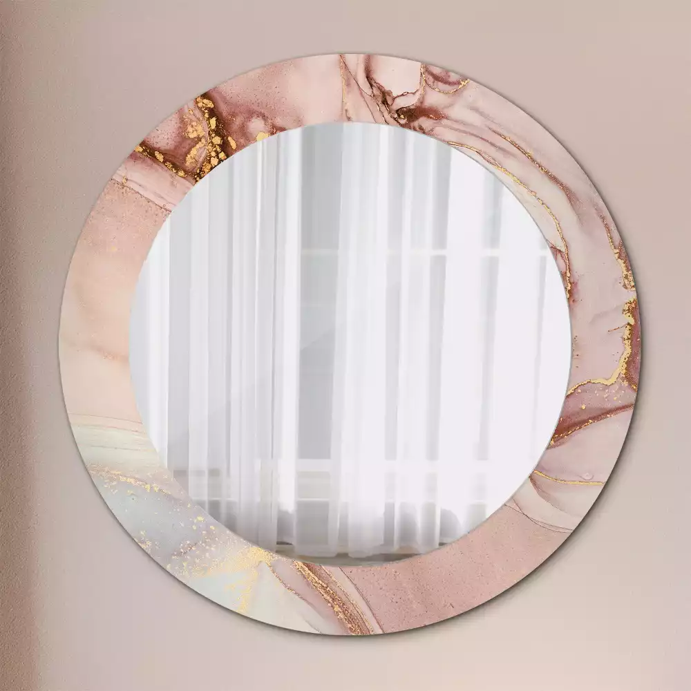 Lustro o okrągłej ramce z drukowanym motywem abstrakcyjnego płynu