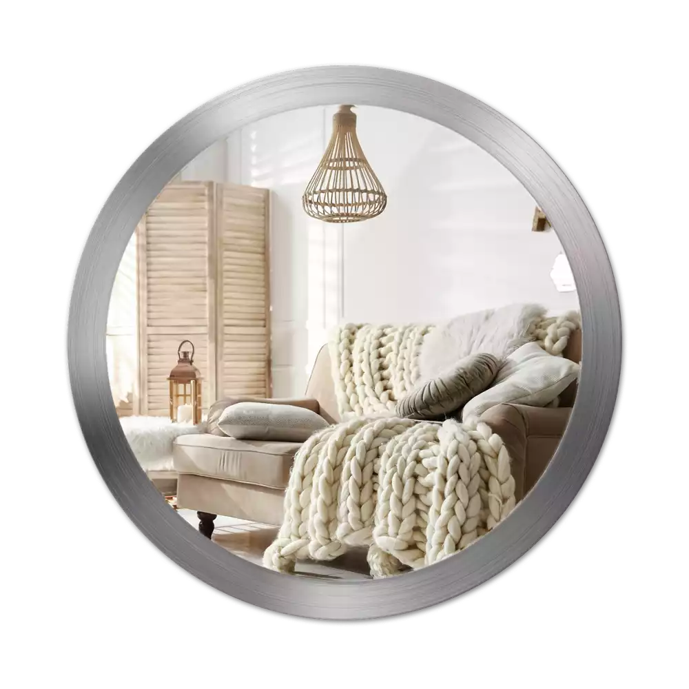 Lustro ścienne dekoracyjne o okrągłym kształcie w imitacji metalu