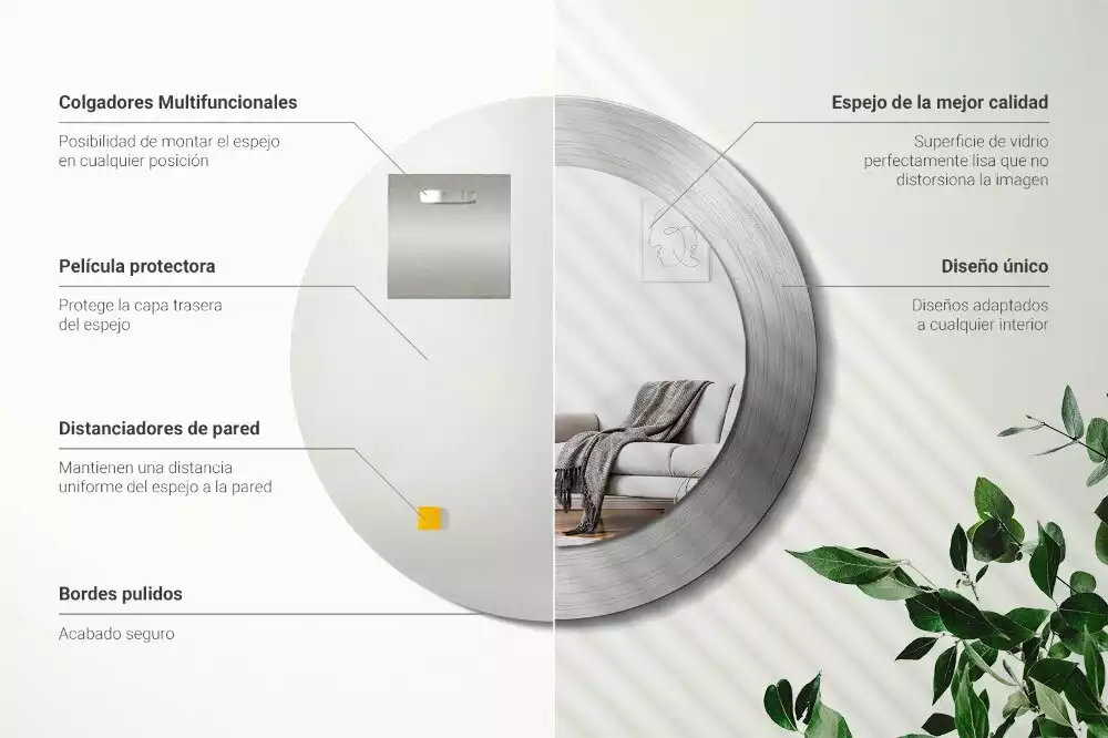 Lustro ścienne dekoracyjne o okrągłym kształcie w imitacji metalu