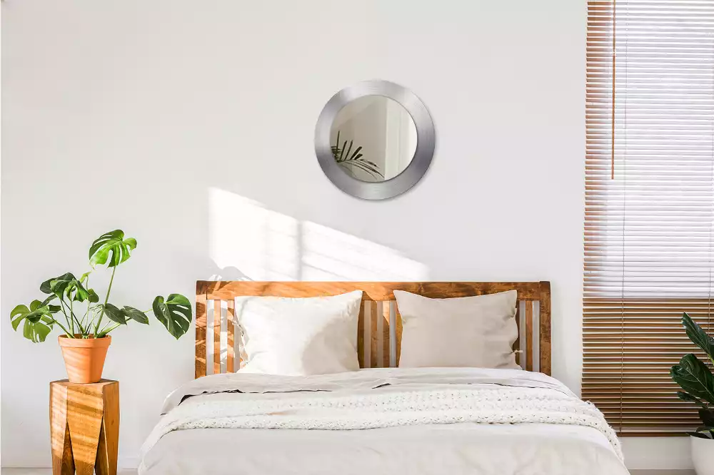 Lustro ścienne dekoracyjne o okrągłym kształcie w imitacji metalu