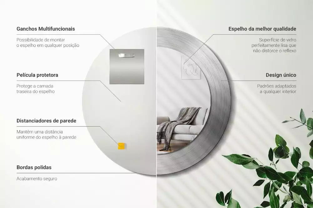 Lustro ścienne dekoracyjne o okrągłym kształcie w imitacji metalu