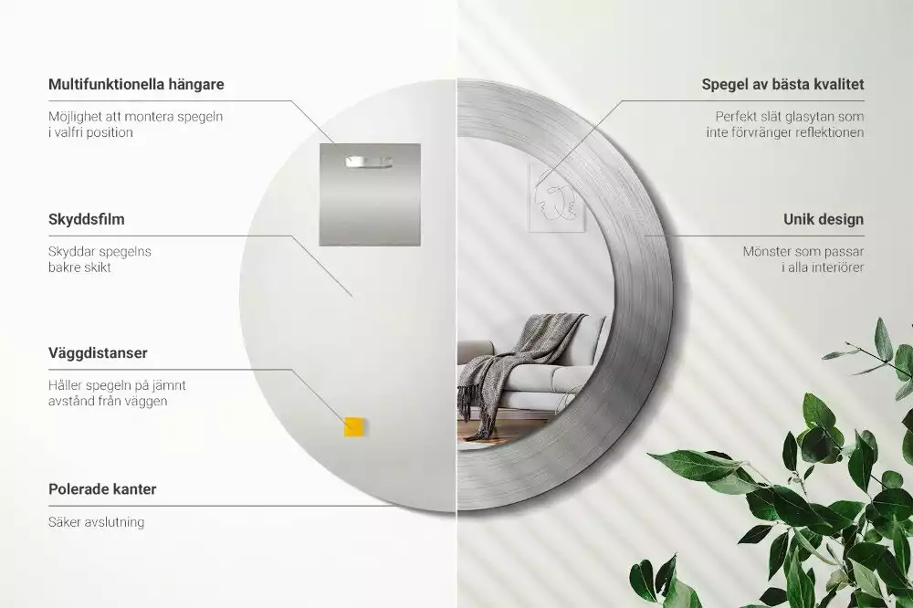 Lustro ścienne dekoracyjne o okrągłym kształcie w imitacji metalu