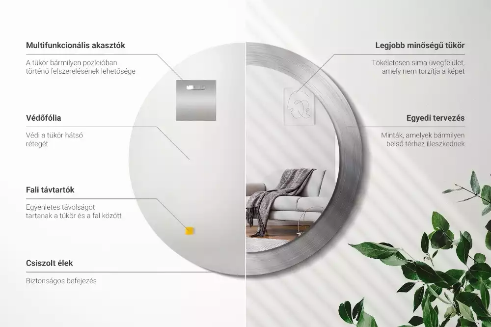 Lustro ścienne dekoracyjne o okrągłym kształcie w imitacji metalu