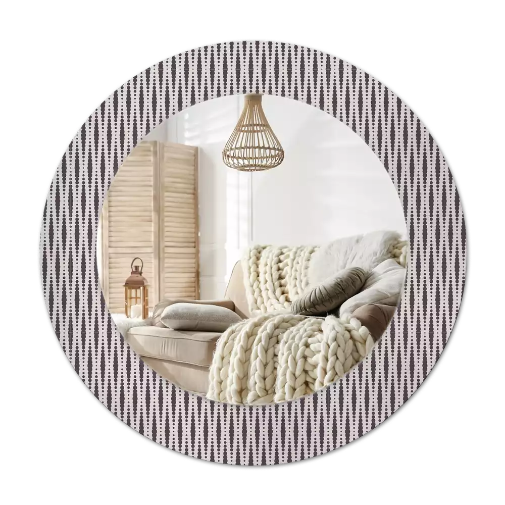 Lustro z drukowaną ramką o geometrycznym wzorze kropek