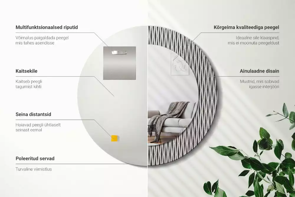Lustro z drukowaną ramką o geometrycznym wzorze kropek