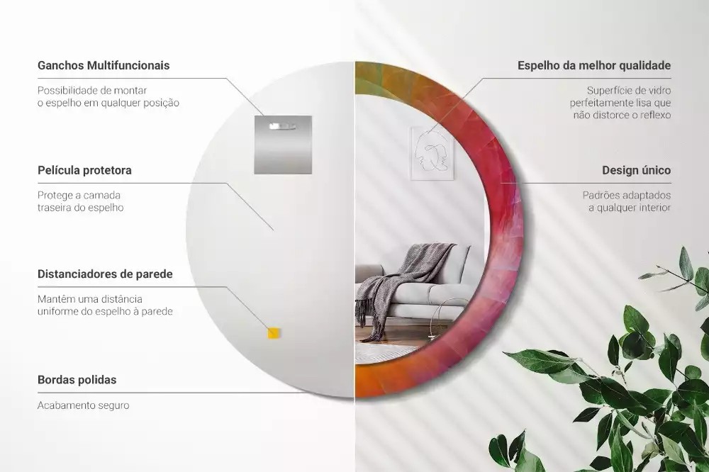 Lustro okrągłe z drukowaną ramką w palecie barw