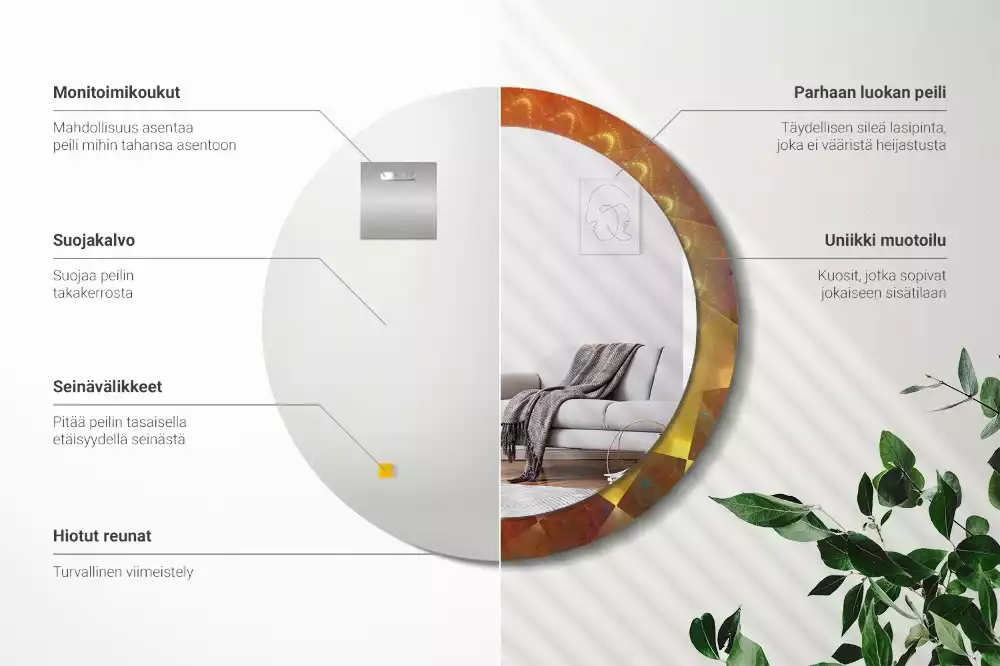 Lustro ścienne dekoracyjne o okrągłym kształcie z motywem spiralnej abstrakcji