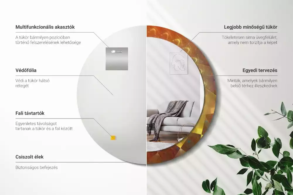 Lustro ścienne dekoracyjne o okrągłym kształcie z motywem spiralnej abstrakcji