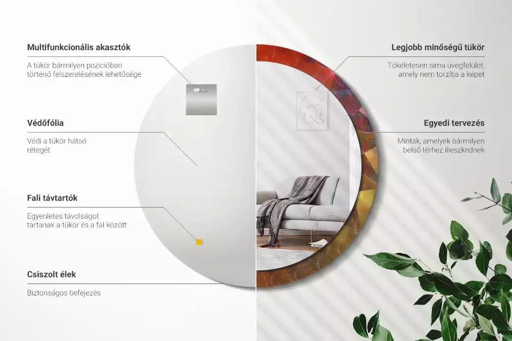 Lustro ścienne dekoracyjne o okrągłym kształcie z motywem spiralnej abstrakcji