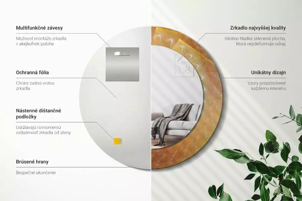 Lustro ścienne dekoracyjne o okrągłym kształcie z motywem spiralnej abstrakcji