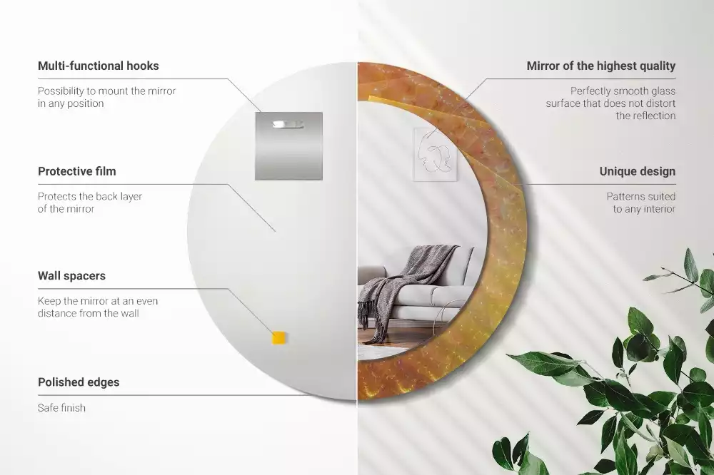 Lustro ścienne dekoracyjne o okrągłym kształcie z motywem spiralnej abstrakcji