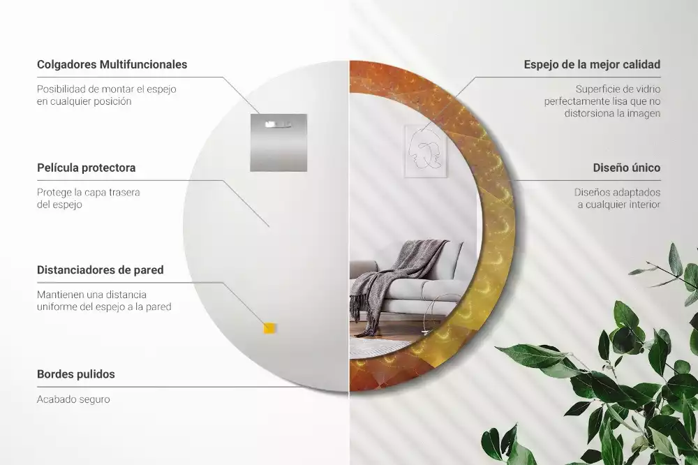 Lustro ścienne dekoracyjne o okrągłym kształcie z motywem spiralnej abstrakcji