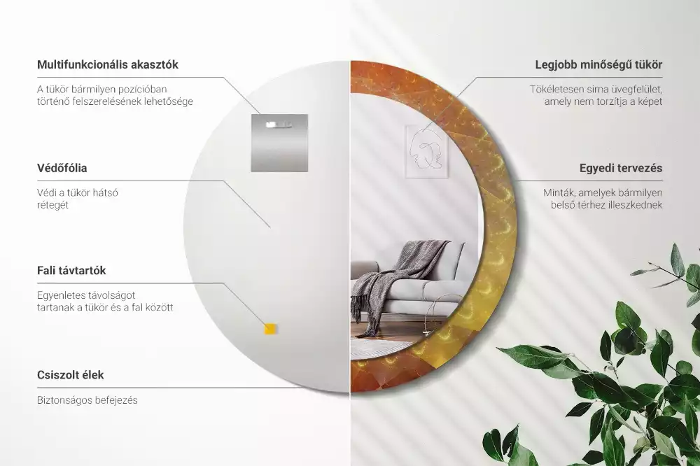 Lustro ścienne dekoracyjne o okrągłym kształcie z motywem spiralnej abstrakcji