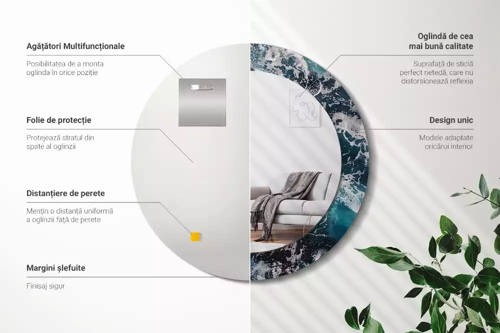 Lustro ścienne dekoracyjne o motywie burzliwego morza