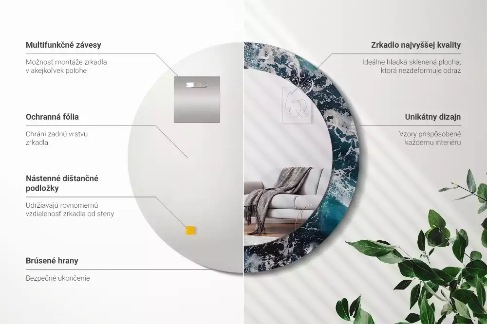 Lustro ścienne dekoracyjne o motywie burzliwego morza