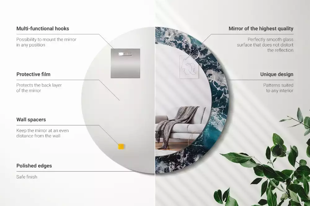 Lustro ścienne dekoracyjne o motywie burzliwego morza