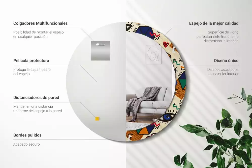 Lustro z drukowaną ramką w stylu pop art