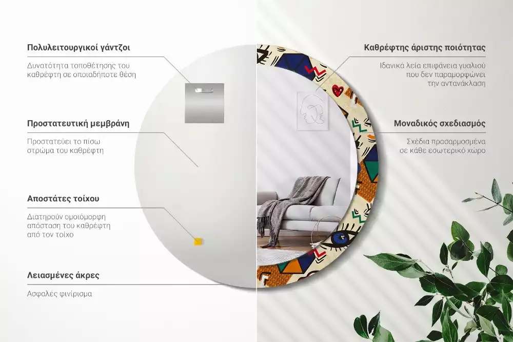 Lustro z drukowaną ramką w stylu pop art