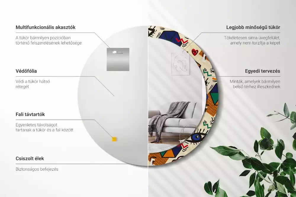 Lustro z drukowaną ramką w stylu pop art