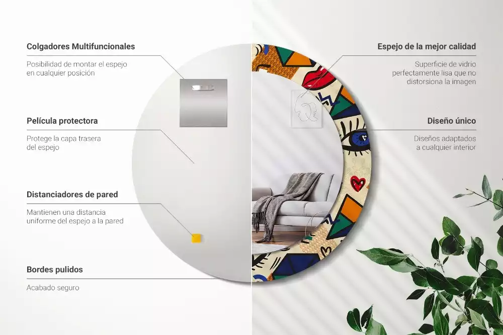 Lustro z drukowaną ramką w stylu pop art