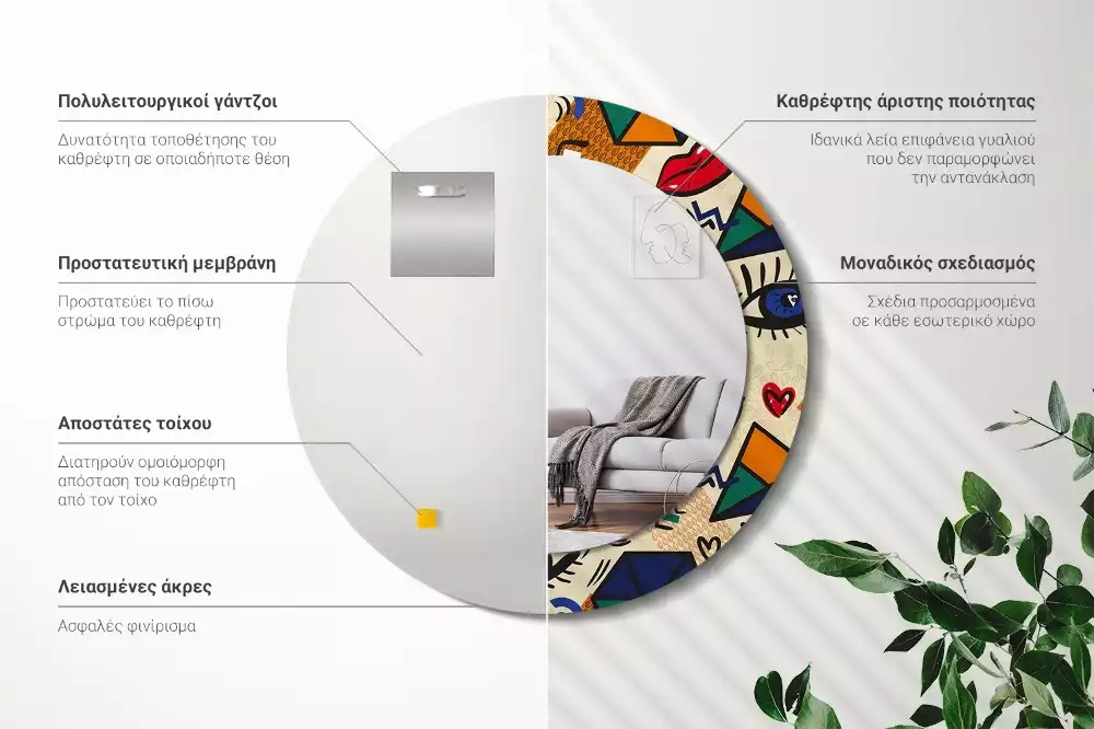 Lustro z drukowaną ramką w stylu pop art