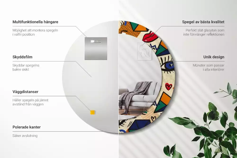 Lustro z drukowaną ramką w stylu pop art