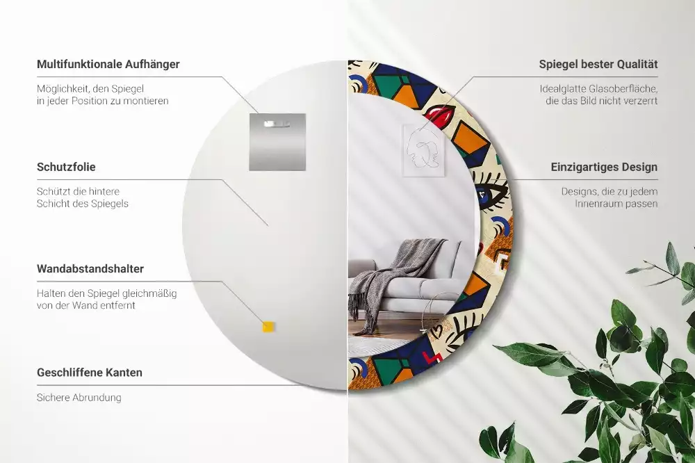 Lustro z drukowaną ramką w stylu pop art