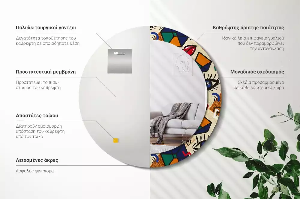 Lustro z drukowaną ramką w stylu pop art