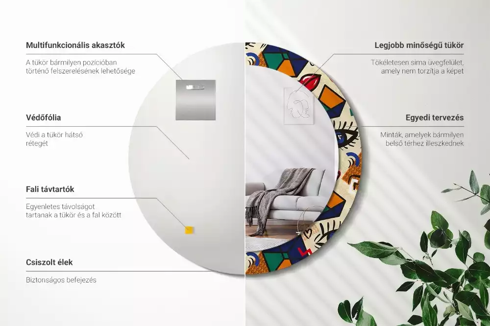 Lustro z drukowaną ramką w stylu pop art