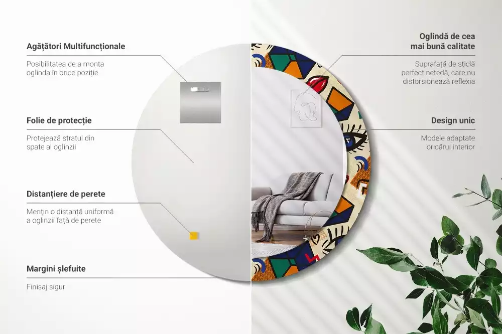 Lustro z drukowaną ramką w stylu pop art