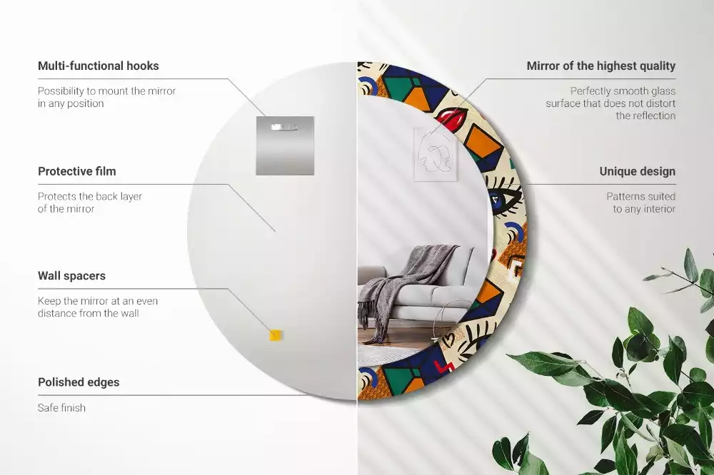 Lustro z drukowaną ramką w stylu pop art