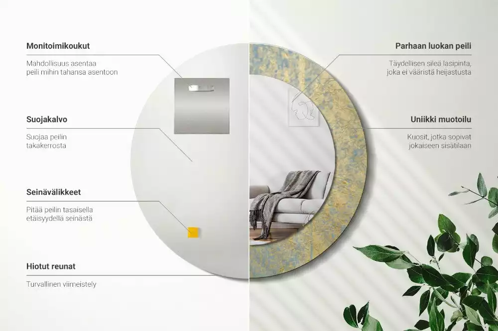 Lustro ścienne dekoracyjne w stylu loftowym o okrągłym kształcie