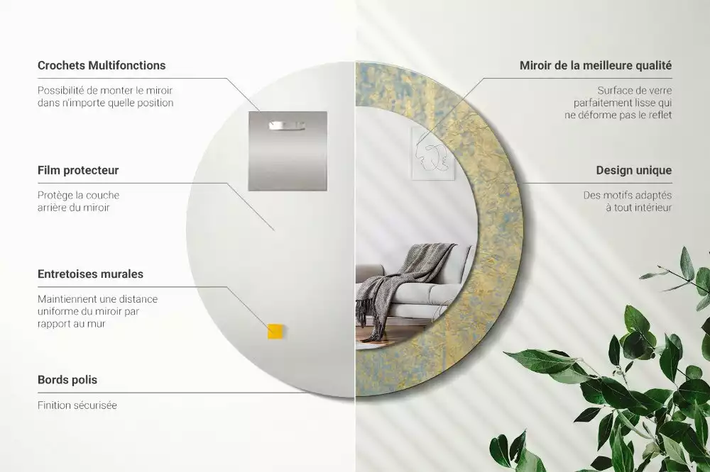 Lustro ścienne dekoracyjne w stylu loftowym o okrągłym kształcie