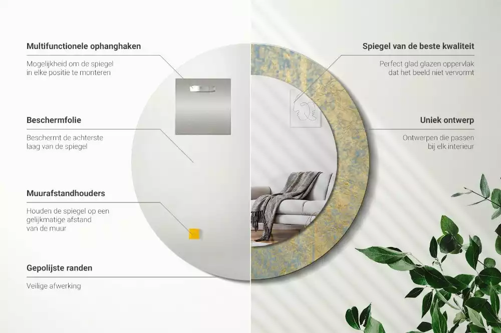 Lustro ścienne dekoracyjne w stylu loftowym o okrągłym kształcie