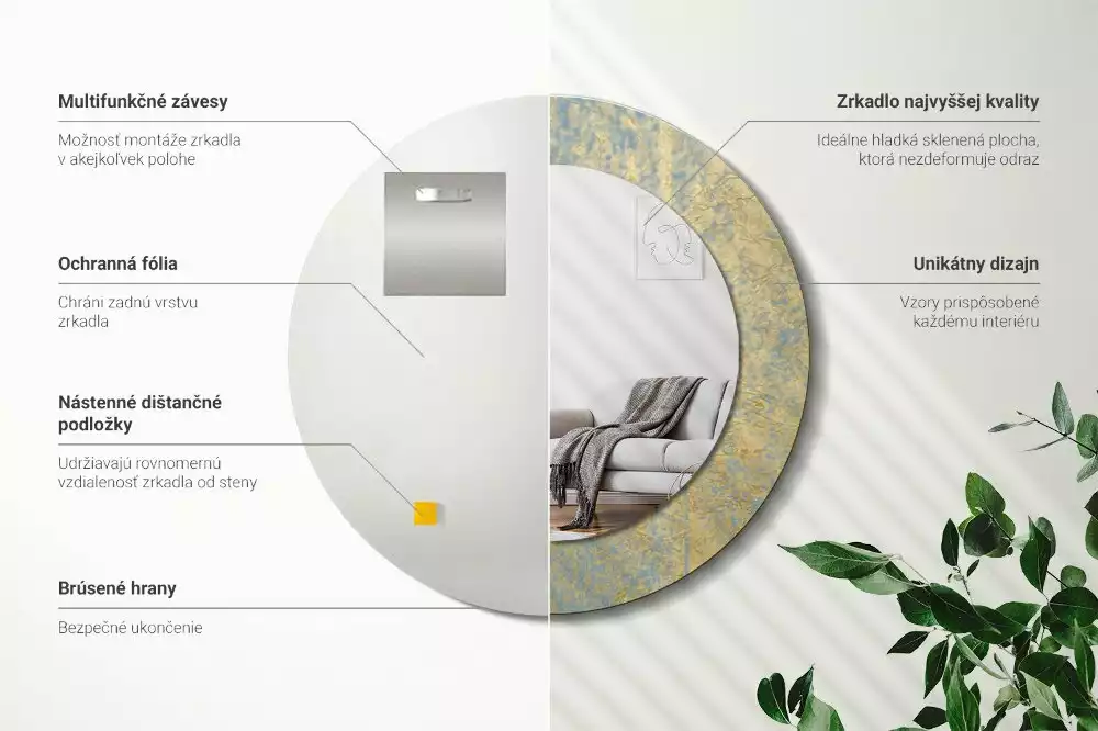 Lustro ścienne dekoracyjne w stylu loftowym o okrągłym kształcie