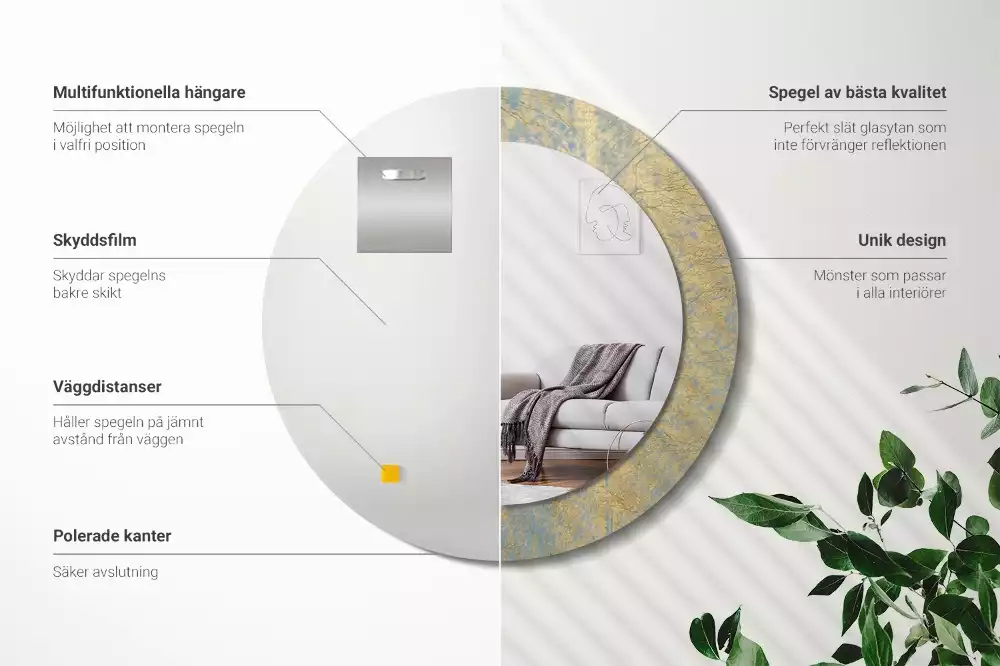 Lustro ścienne dekoracyjne w stylu loftowym o okrągłym kształcie