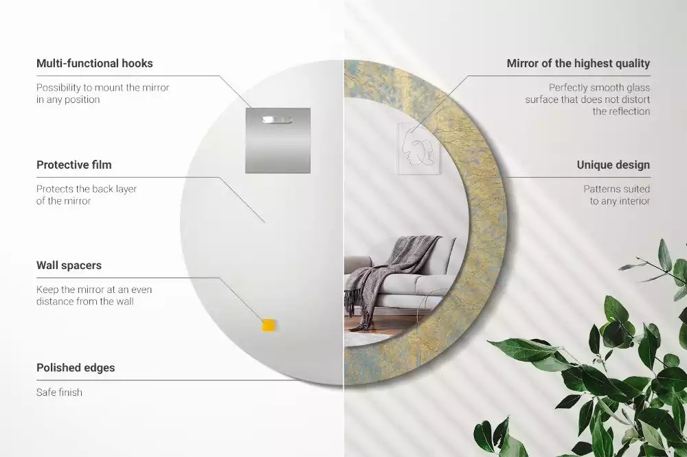 Lustro ścienne dekoracyjne w stylu loftowym o okrągłym kształcie