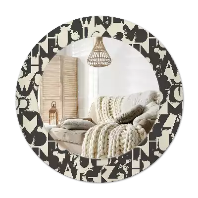Lustro z okrągłą ramką i nadrukiem z liter