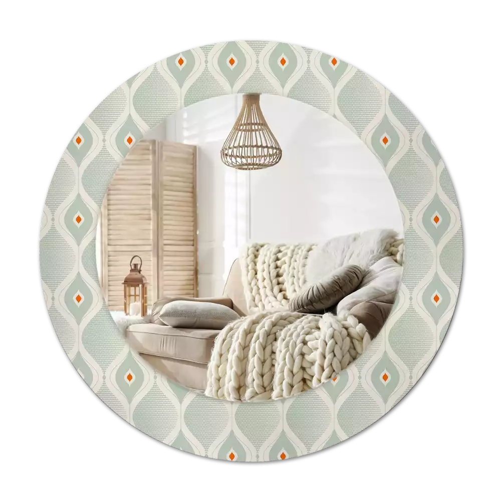 Lustro z drukowaną okrągłą ramką w klasycznym wzorze vintage